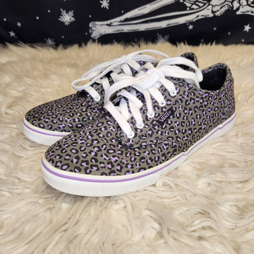 Vans Women's Leopard Print Sneakers - Purple and Black